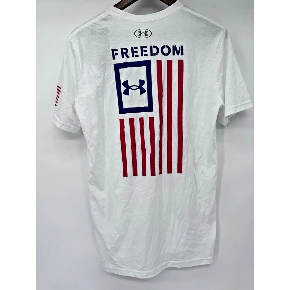 Under Armour Freedom T-Shirt M Americana White American Flag patriotic NWT